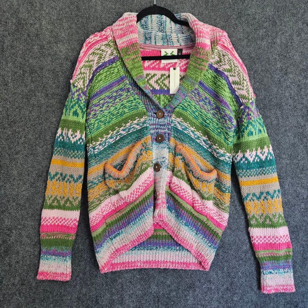Anthropologie X Wendy Wurtzburger RARE Geez Louise cardigan sweater NWT S